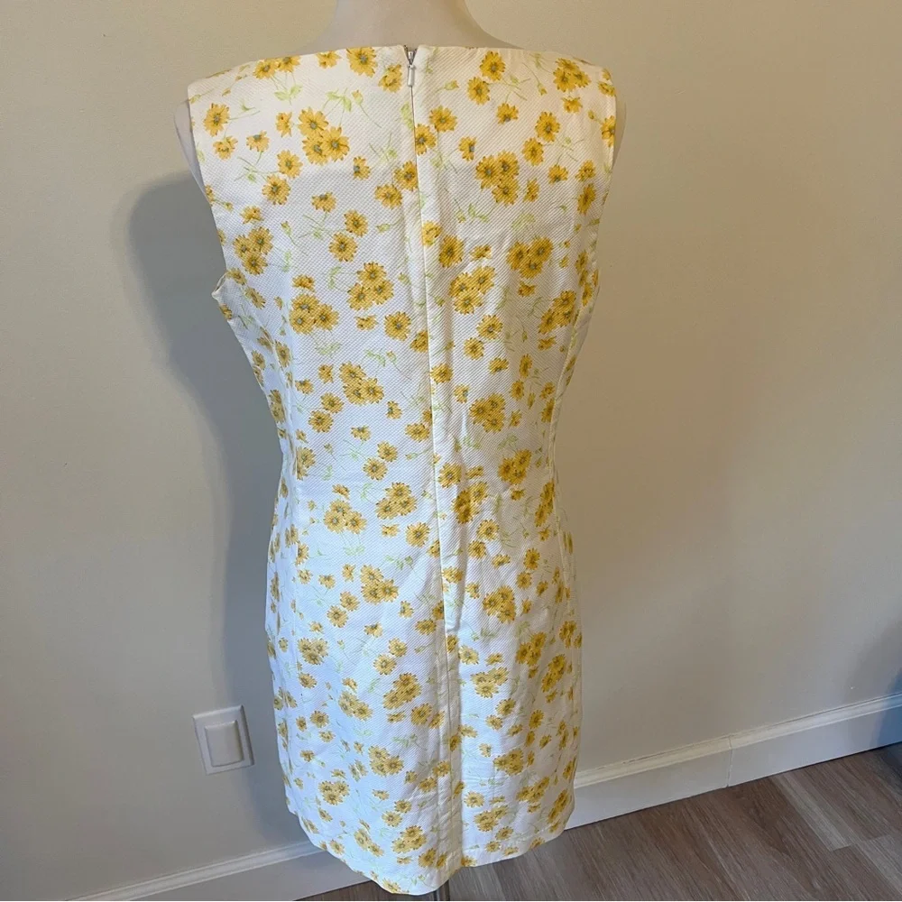 Vintage Liz Claiborne Yellow Floral Sheath Dress Size 10 cotton prairie - Picture 2 of 6